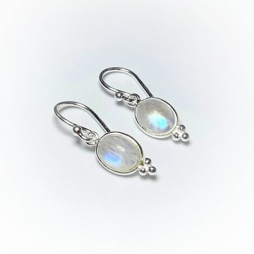 Rainbow Moonstone Dangle Earrings-Rocks and Gems Canada