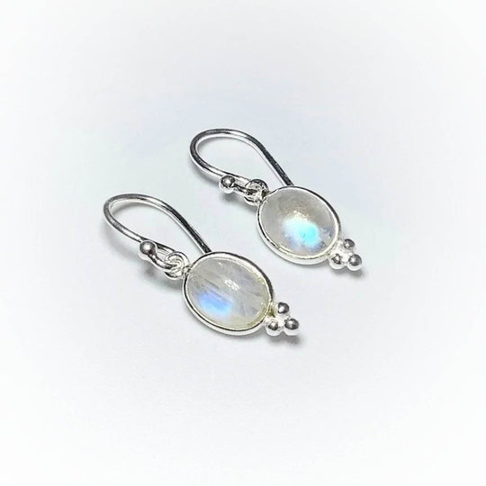 Rainbow Moonstone Dangle Earrings-Rocks and Gems Canada