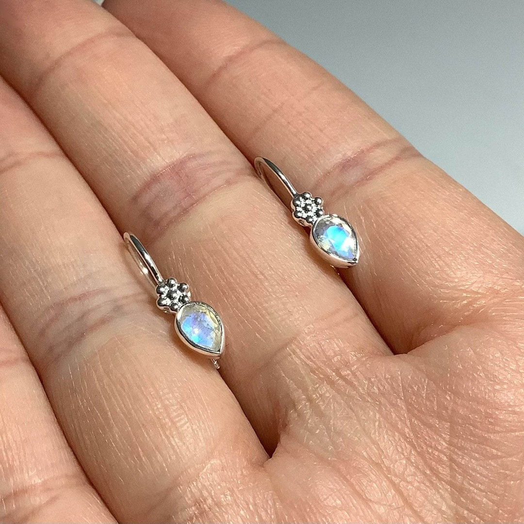 Rainbow Moonstone Dangle Earrings-Rocks and Gems Canada
