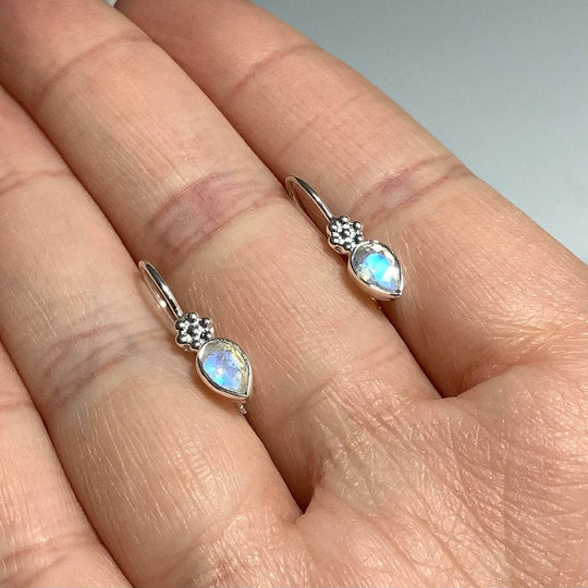 Rainbow Moonstone Dangle Earrings-Rocks and Gems Canada