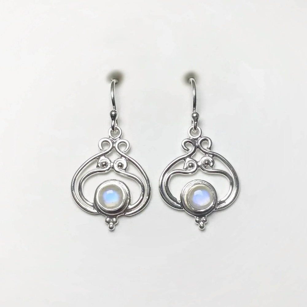 Rainbow Moonstone Dangle Earrings-Rocks and Gems Canada
