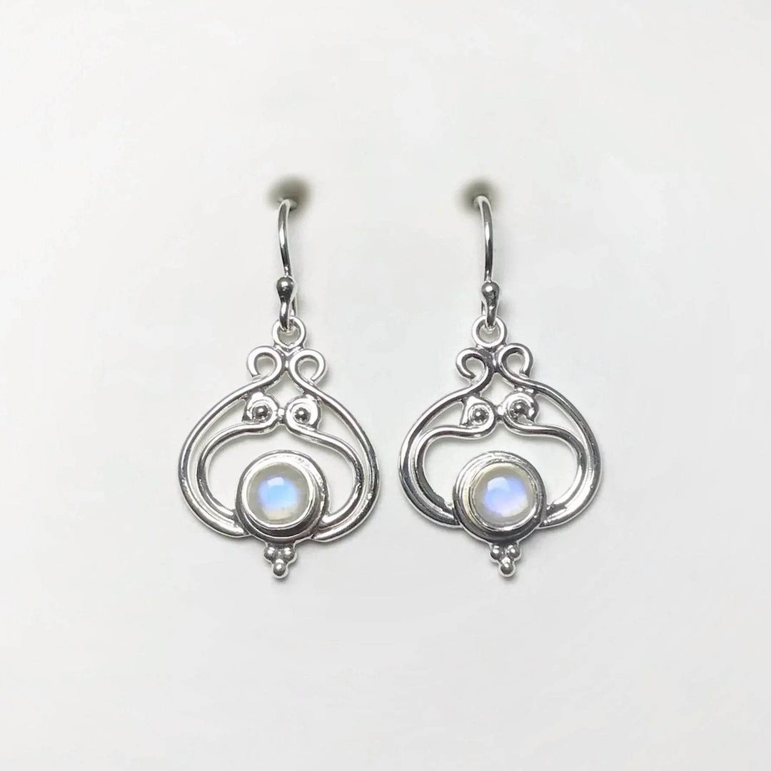 Rainbow Moonstone Dangle Earrings-Rocks and Gems Canada
