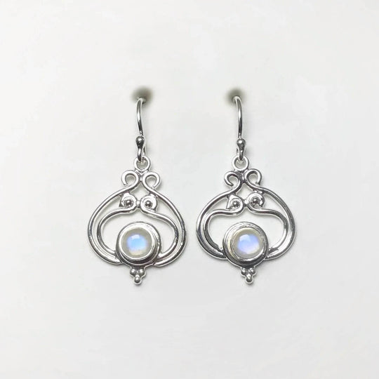 Rainbow Moonstone Dangle Earrings-Rocks and Gems Canada