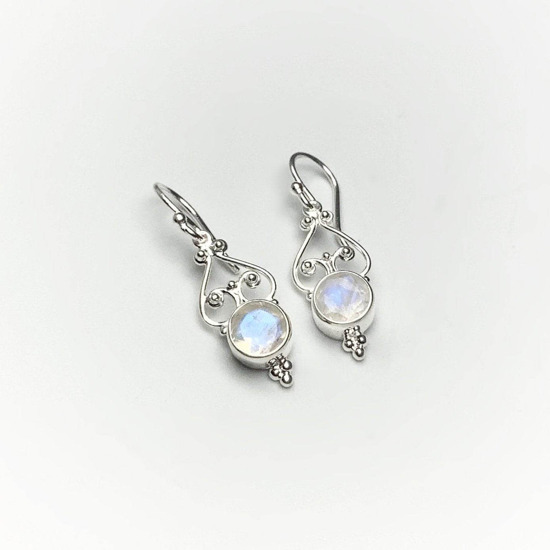 Rainbow Moonstone Dangle Earrings-Rocks and Gems Canada