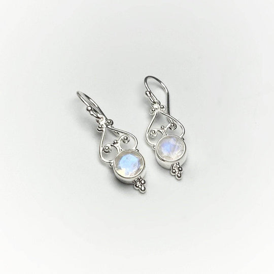 Rainbow Moonstone Dangle Earrings-Rocks and Gems Canada