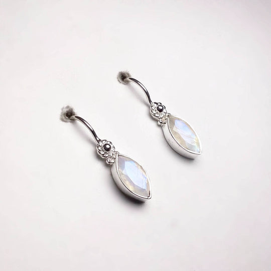 Rainbow Moonstone Dangle Earrings-Rocks and Gems Canada