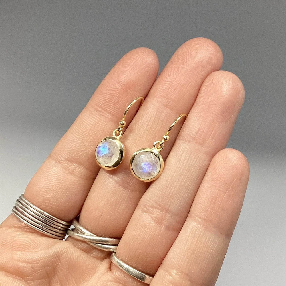 Rainbow Moonstone Dangle Earrings-Rocks and Gems Canada