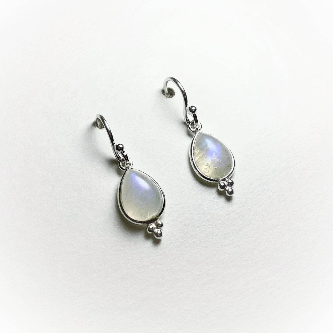 Rainbow Moonstone Dangle Earrings-Rocks and Gems Canada