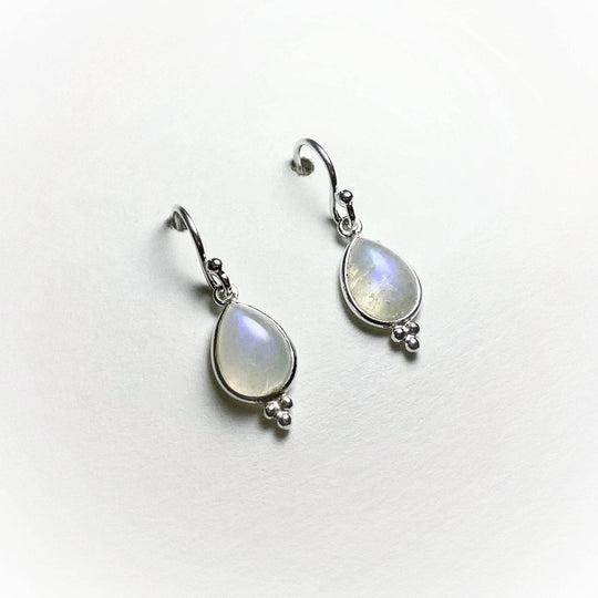 Rainbow Moonstone Dangle Earrings-Rocks and Gems Canada