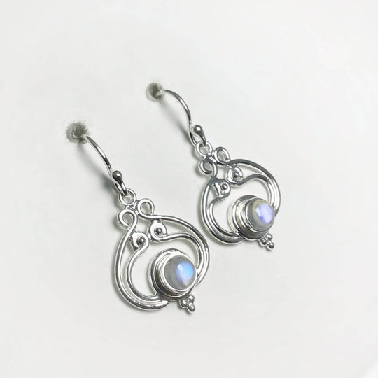 Rainbow Moonstone Dangle Earrings-Rocks and Gems Canada