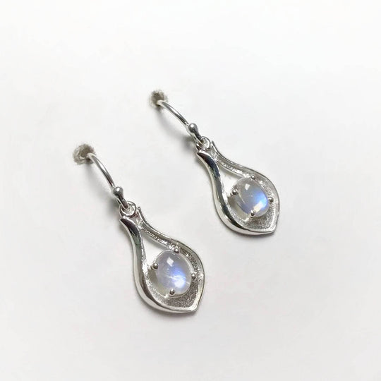 Rainbow Moonstone Dangle Earrings-Rocks and Gems Canada