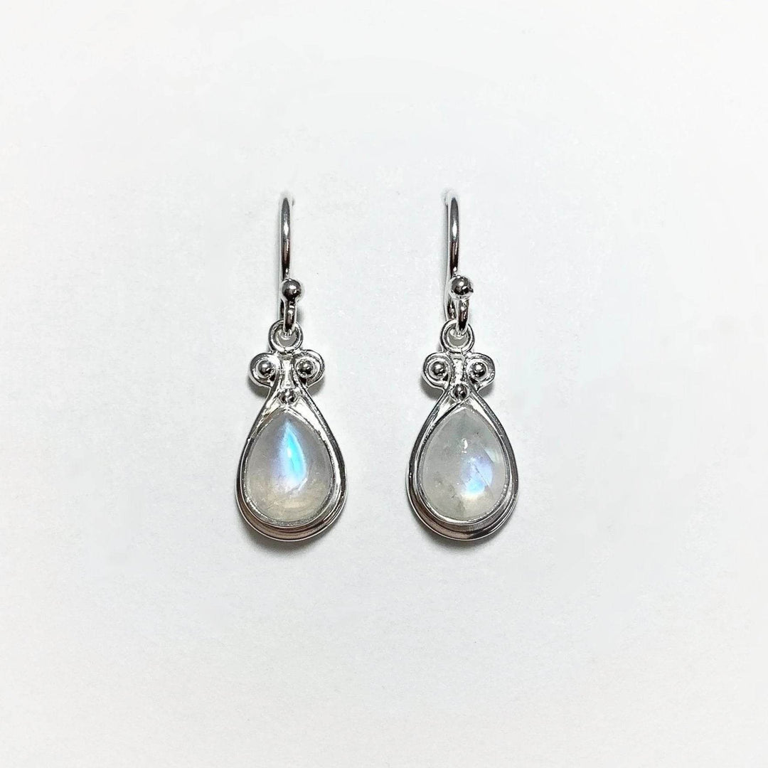 Rainbow Moonstone Dangle Earrings-Rocks and Gems Canada