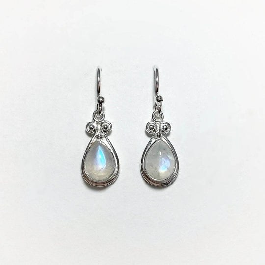 Rainbow Moonstone Dangle Earrings-Rocks and Gems Canada