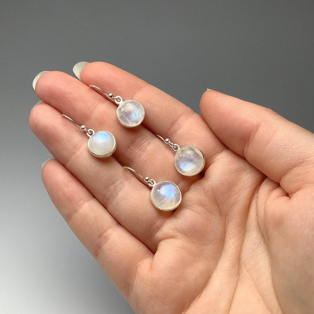 Rainbow Moonstone Dangle Earrings-Rocks and Gems Canada