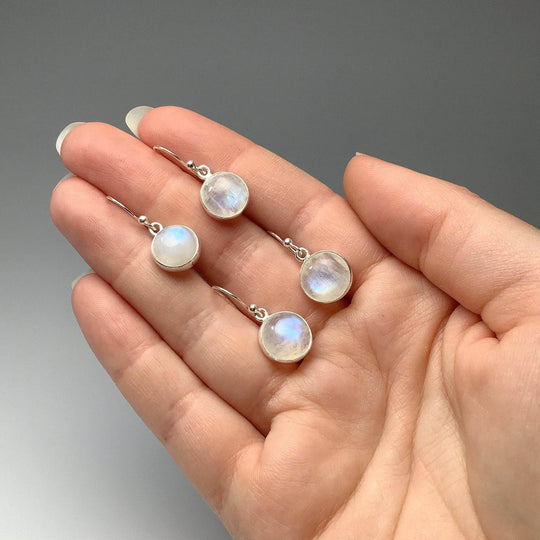 Rainbow Moonstone Dangle Earrings-Rocks and Gems Canada