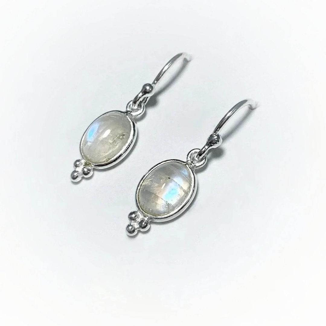 Rainbow Moonstone Dangle Earrings-Rocks and Gems Canada