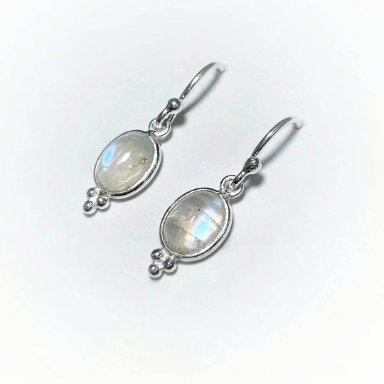 Rainbow Moonstone Dangle Earrings-Rocks and Gems Canada