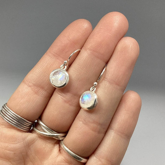 Rainbow Moonstone Dangle Earrings-Rocks and Gems Canada
