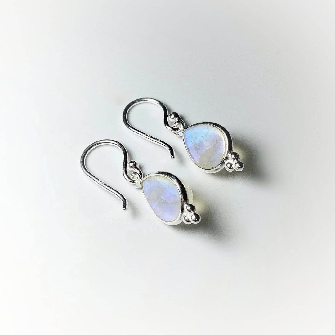 Rainbow Moonstone Dangle Earrings-Rocks and Gems Canada