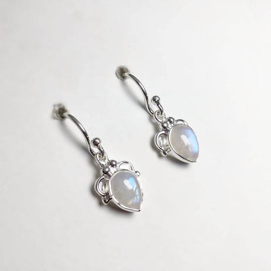 Rainbow Moonstone Dangle Earrings-Rocks and Gems Canada