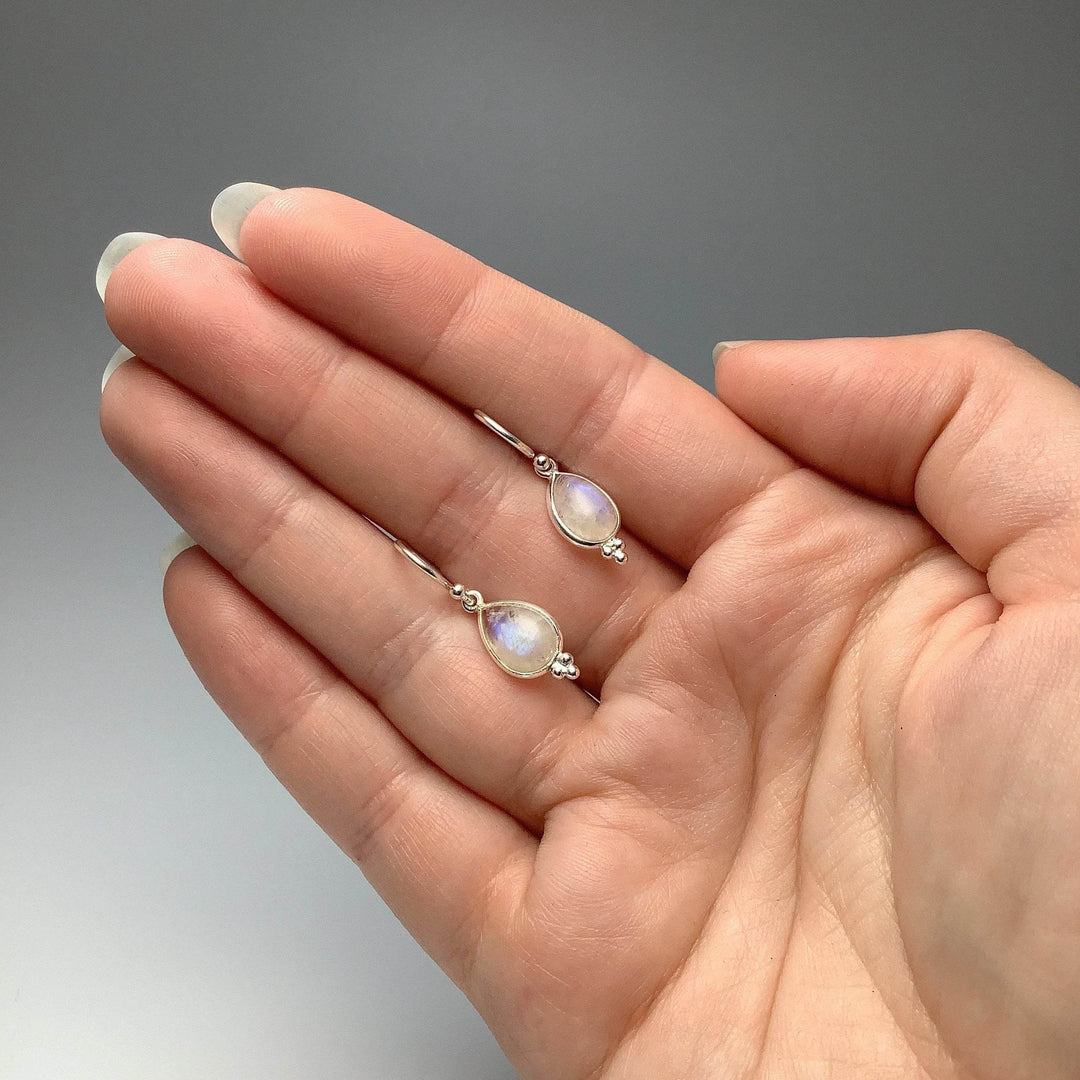 Rainbow Moonstone Dangle Earrings-Rocks and Gems Canada