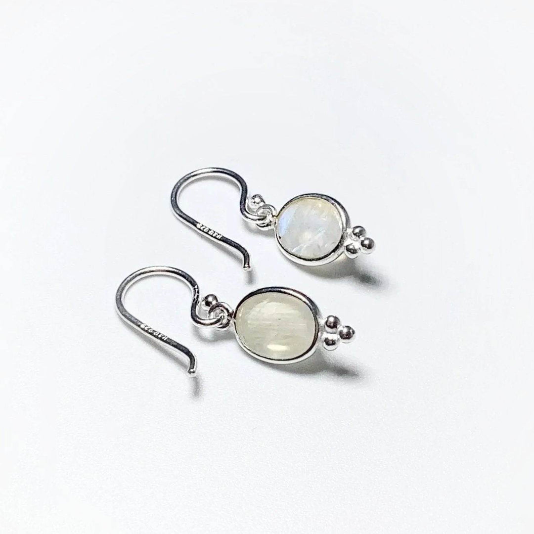 Rainbow Moonstone Dangle Earrings-Rocks and Gems Canada