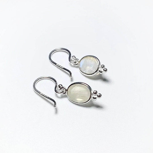 Rainbow Moonstone Dangle Earrings-Rocks and Gems Canada