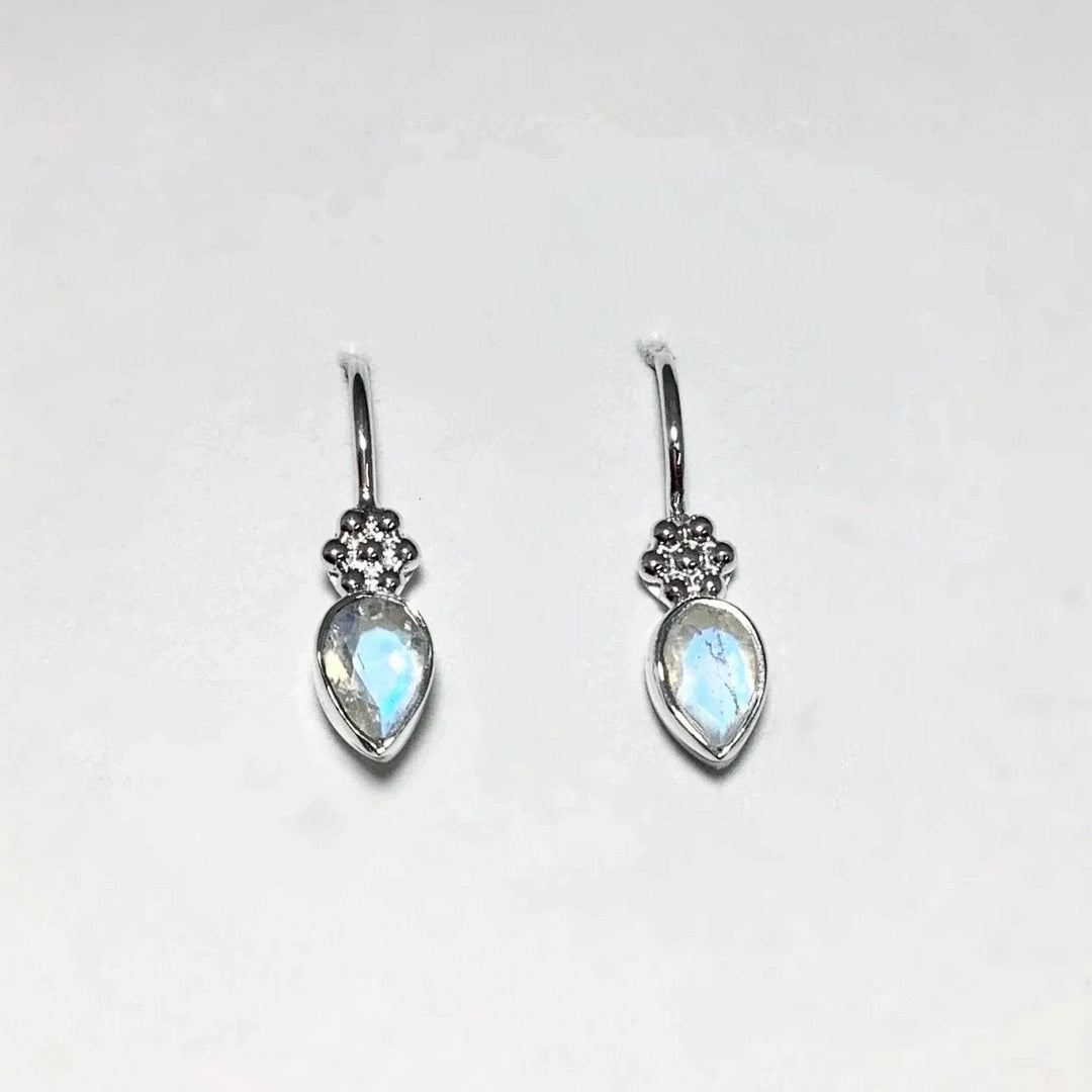 Rainbow Moonstone Dangle Earrings-Rocks and Gems Canada