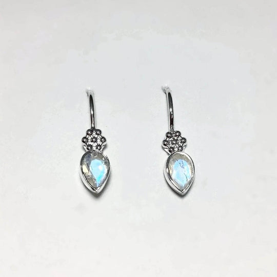 Rainbow Moonstone Dangle Earrings-Rocks and Gems Canada