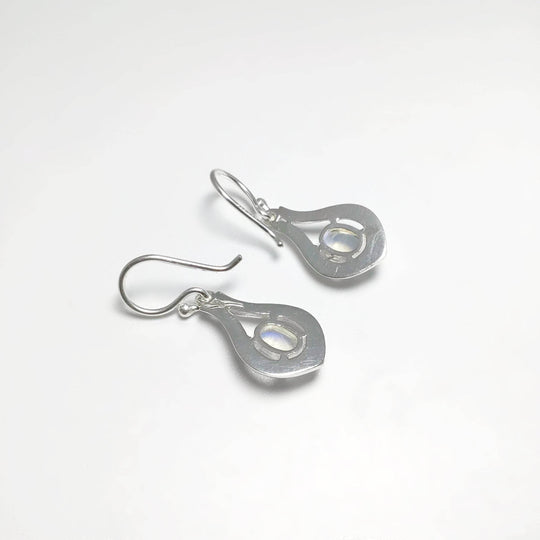 Rainbow Moonstone Dangle Earrings-Rocks and Gems Canada