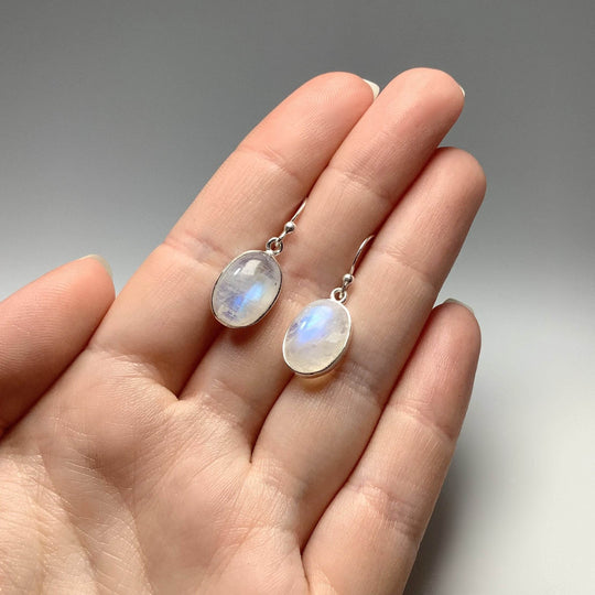 Rainbow Moonstone Dangle Earrings-Rocks and Gems Canada