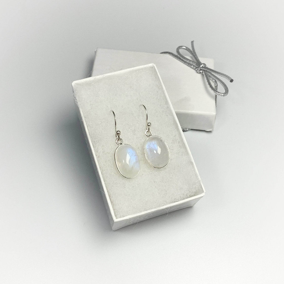 Rainbow Moonstone Dangle Earrings-Rocks and Gems Canada