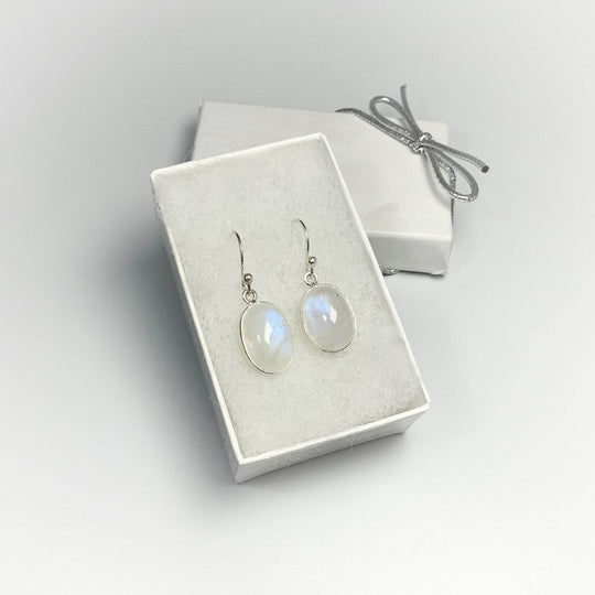 Rainbow Moonstone Dangle Earrings-Rocks and Gems Canada