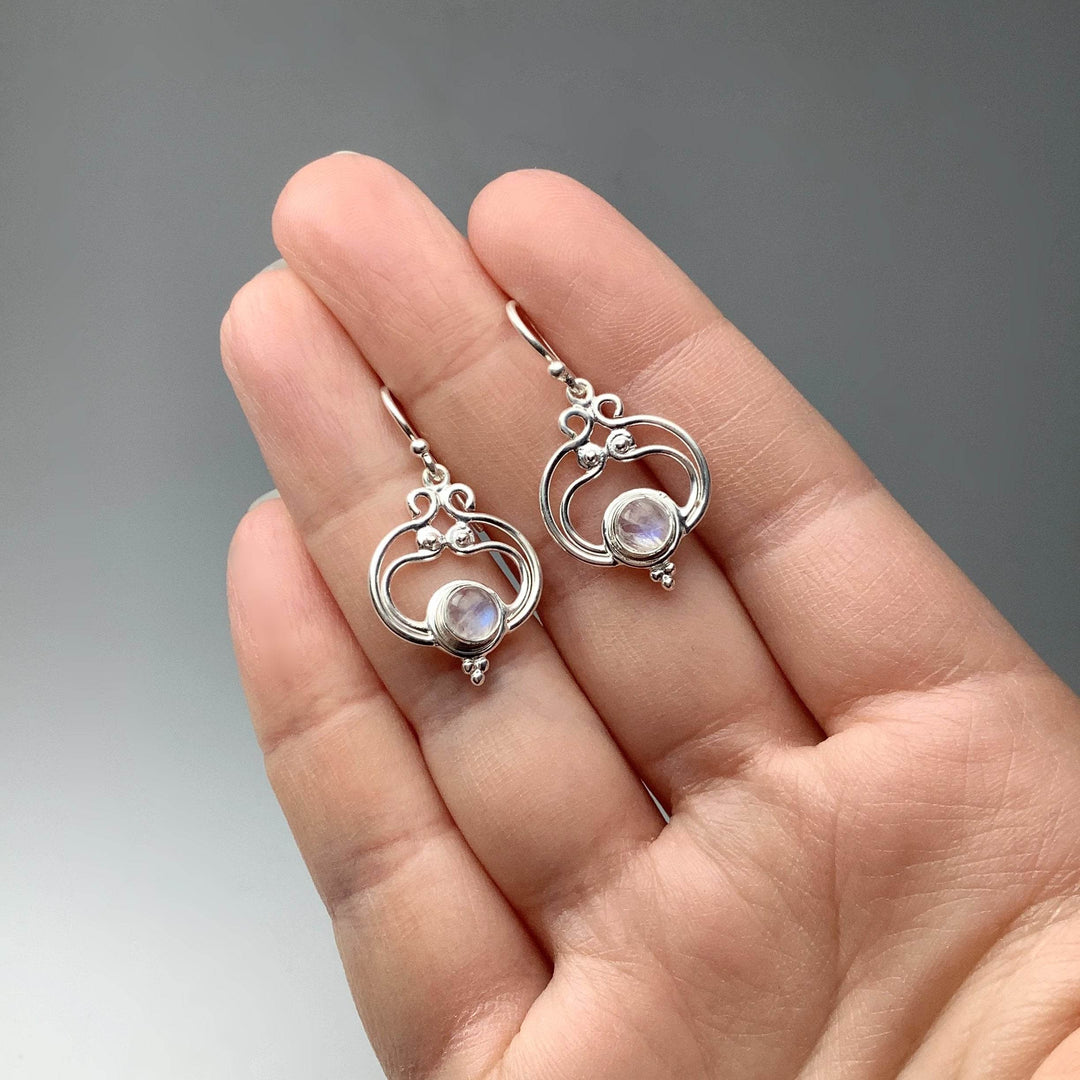 Rainbow Moonstone Dangle Earrings-Rocks and Gems Canada