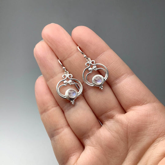 Rainbow Moonstone Dangle Earrings-Rocks and Gems Canada