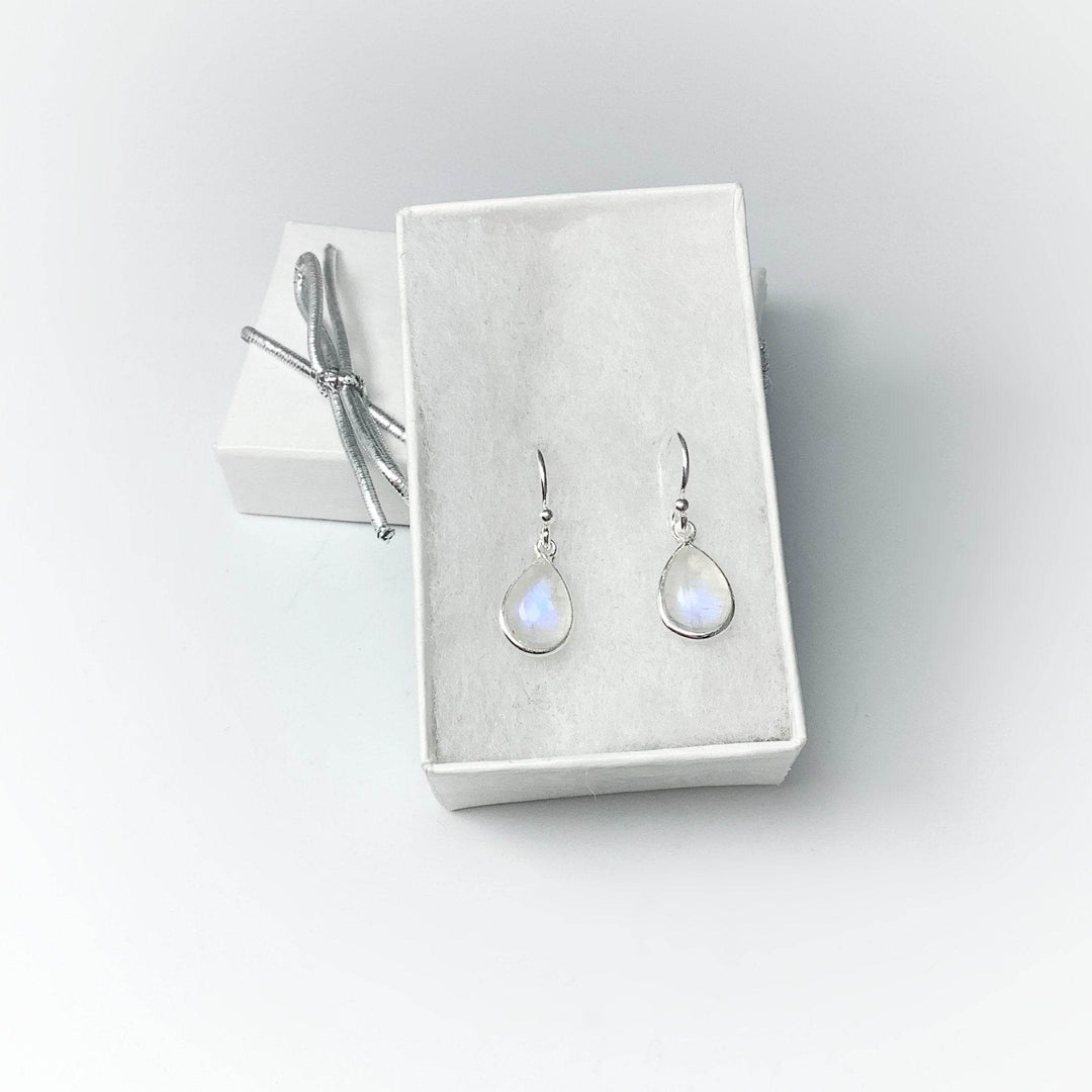 Rainbow Moonstone Dangle Earrings-Rocks and Gems Canada
