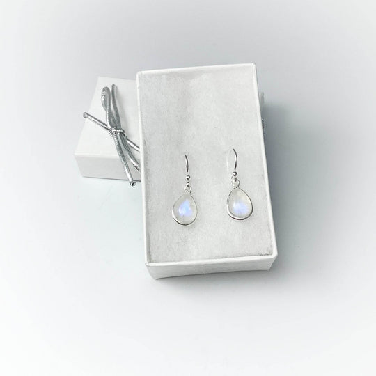 Rainbow Moonstone Dangle Earrings-Rocks and Gems Canada