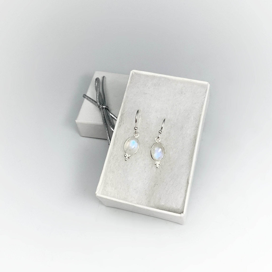 Rainbow Moonstone Dangle Earrings-Rocks and Gems Canada