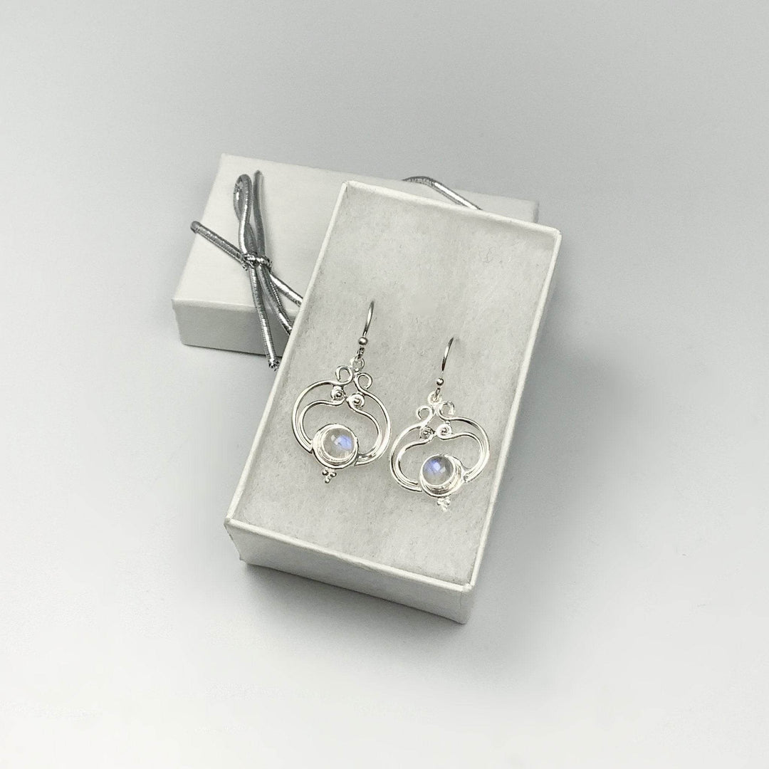 Rainbow Moonstone Dangle Earrings-Rocks and Gems Canada