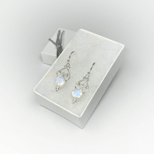 Rainbow Moonstone Dangle Earrings-Rocks and Gems Canada