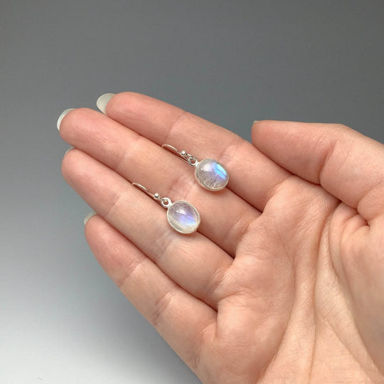 Rainbow Moonstone Dangle Earrings-Rocks and Gems Canada