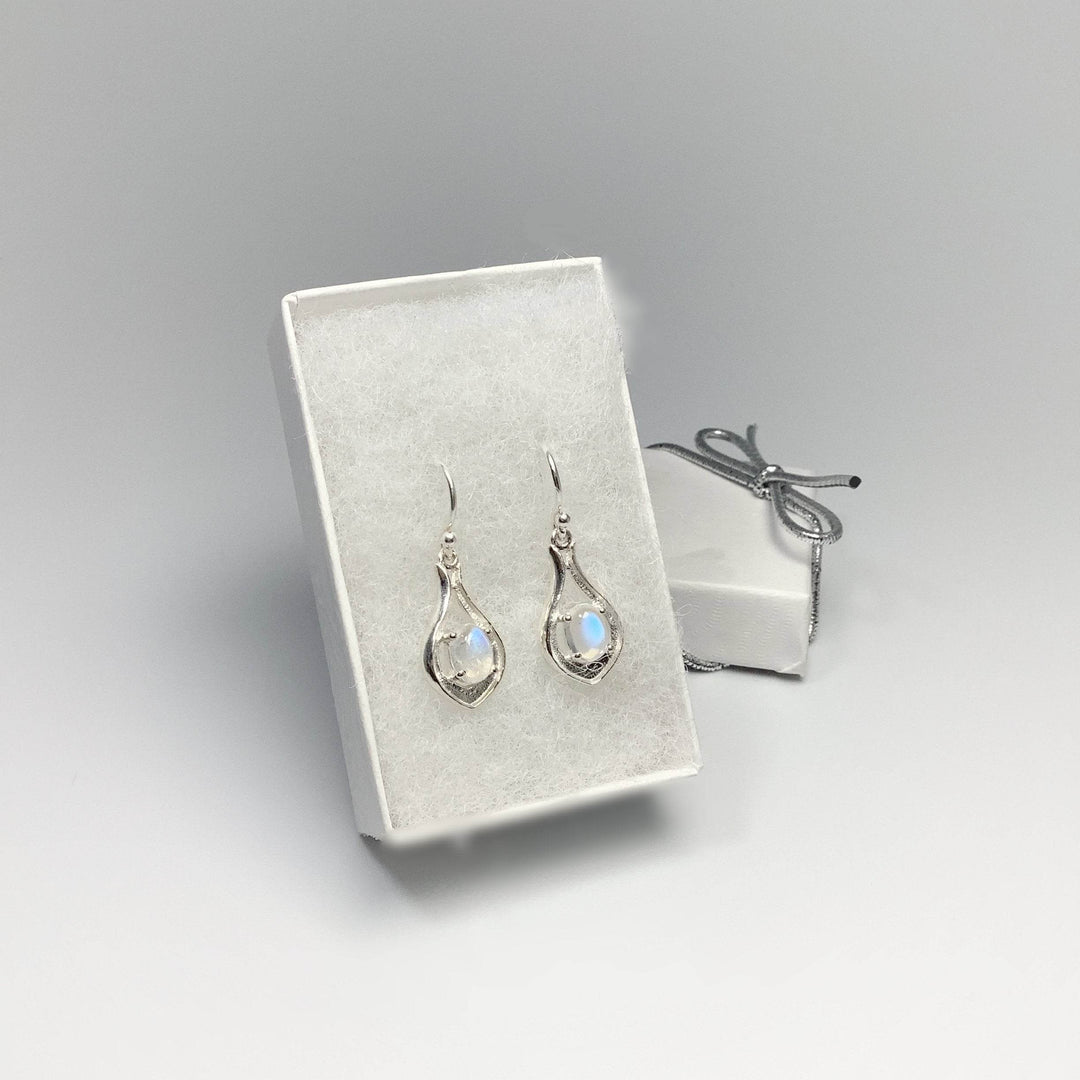 Rainbow Moonstone Dangle Earrings-Rocks and Gems Canada