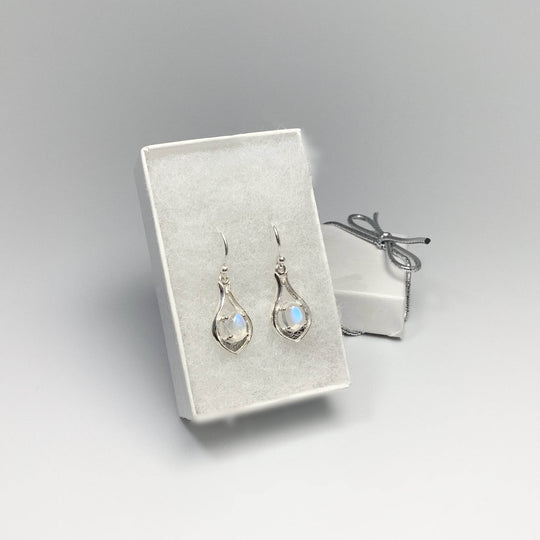 Rainbow Moonstone Dangle Earrings-Rocks and Gems Canada