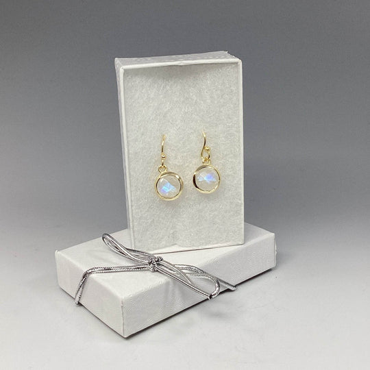 Rainbow Moonstone Dangle Earrings-Rocks and Gems Canada