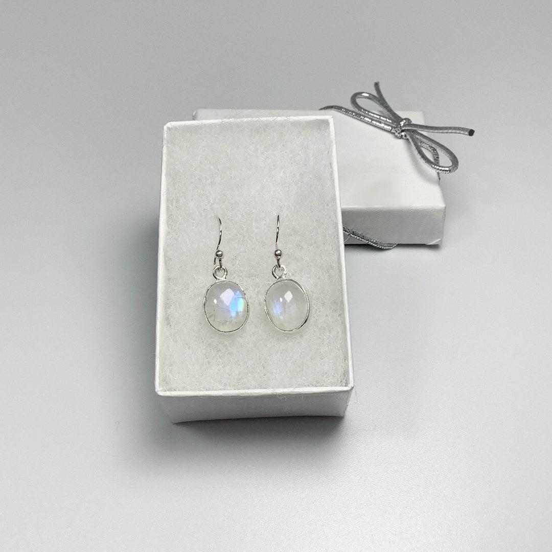 Rainbow Moonstone Dangle Earrings-Rocks and Gems Canada
