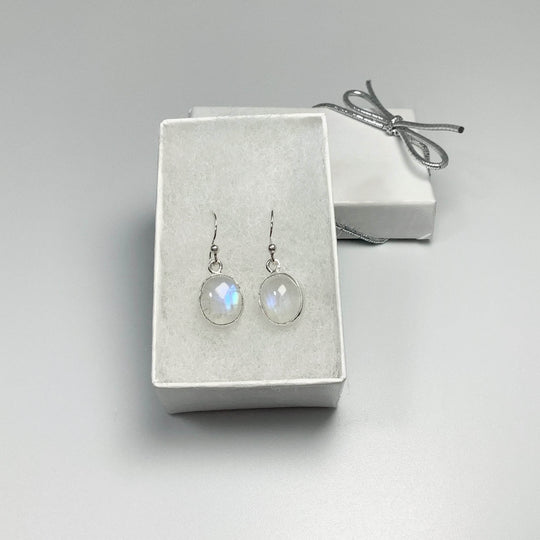 Rainbow Moonstone Dangle Earrings-Rocks and Gems Canada