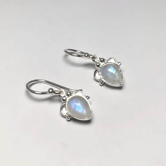 Rainbow Moonstone Dangle Earrings-Rocks and Gems Canada