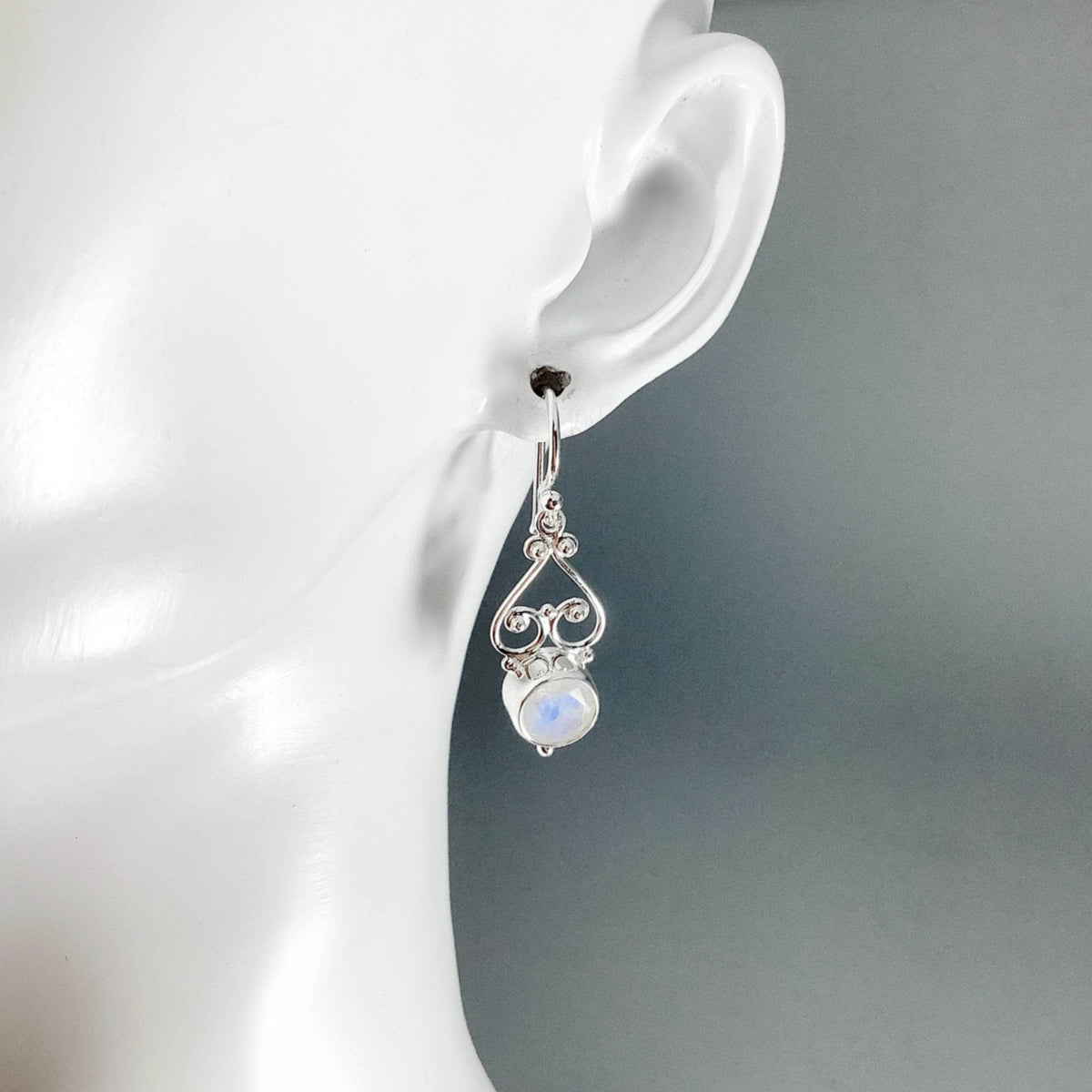 Rainbow Moonstone Dangle Earrings-Rocks and Gems Canada