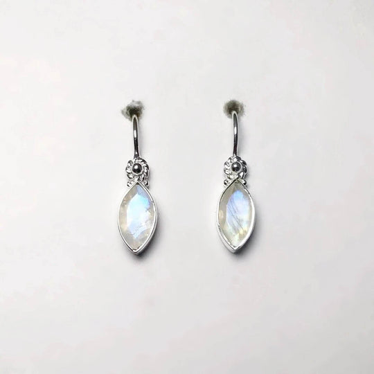 Rainbow Moonstone Dangle Earrings-Rocks and Gems Canada