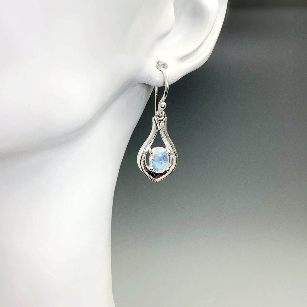 Rainbow Moonstone Dangle Earrings-Rocks and Gems Canada